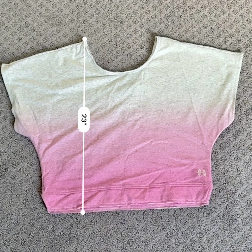Victoria’s Secret heather grey & pink faded tie dye frayed flutter sleeves top